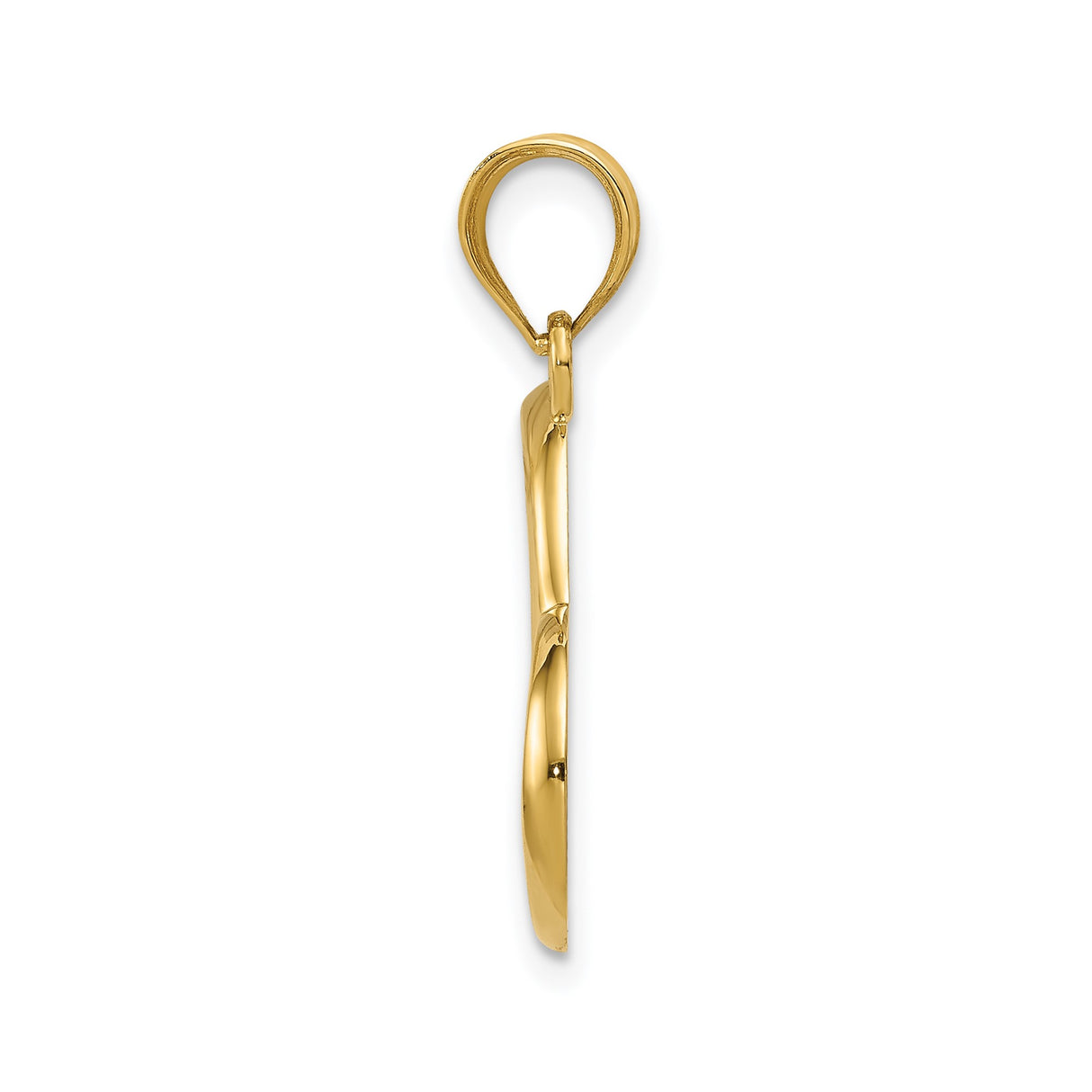 14k Yellow Gold Open Heart Pendant with Asymmetrical Design and Polished Finish