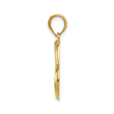 14k Yellow Gold Open Heart Pendant with Asymmetrical Design and Polished Finish