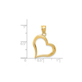 14k Yellow Gold Open Heart Pendant with Asymmetrical Design and Polished Finish