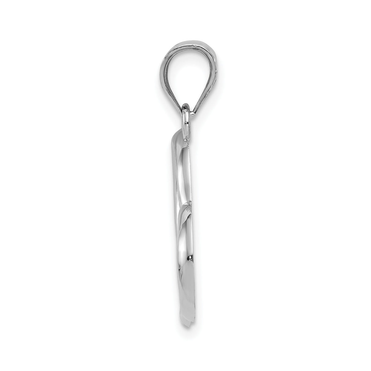 14k White Gold Open Heart Pendant for Women, Minimalist Polished Love Charm