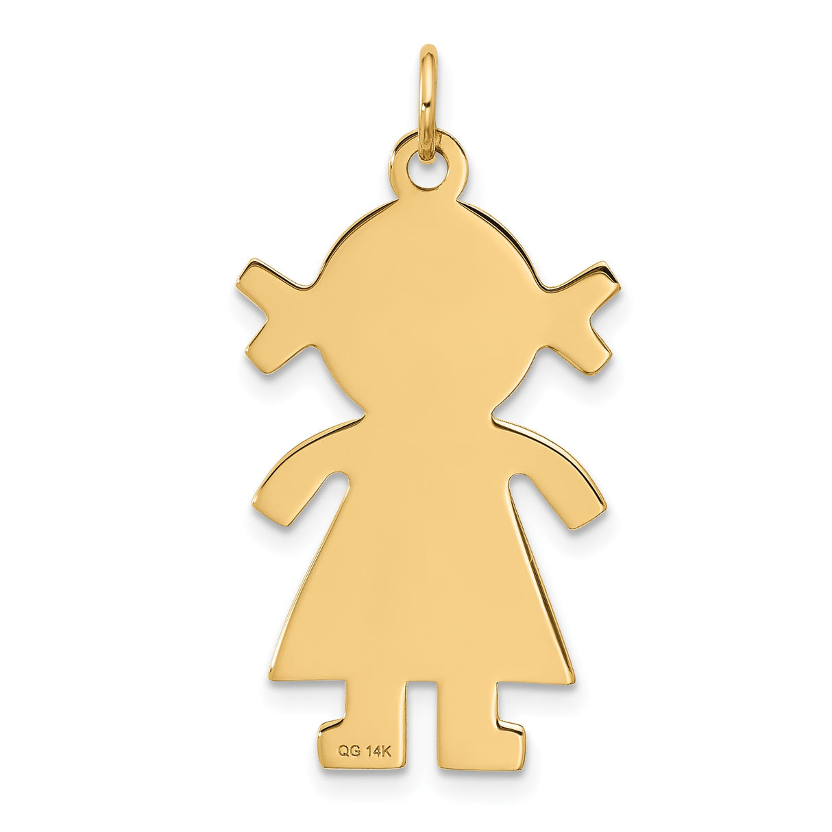14k Yellow Gold Girl Shaped Pendant, Stylized Family Silhouette Charm for Women and Mothers