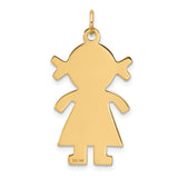 14k Yellow Gold Girl Shaped Pendant, Stylized Family Silhouette Charm for Women and Mothers