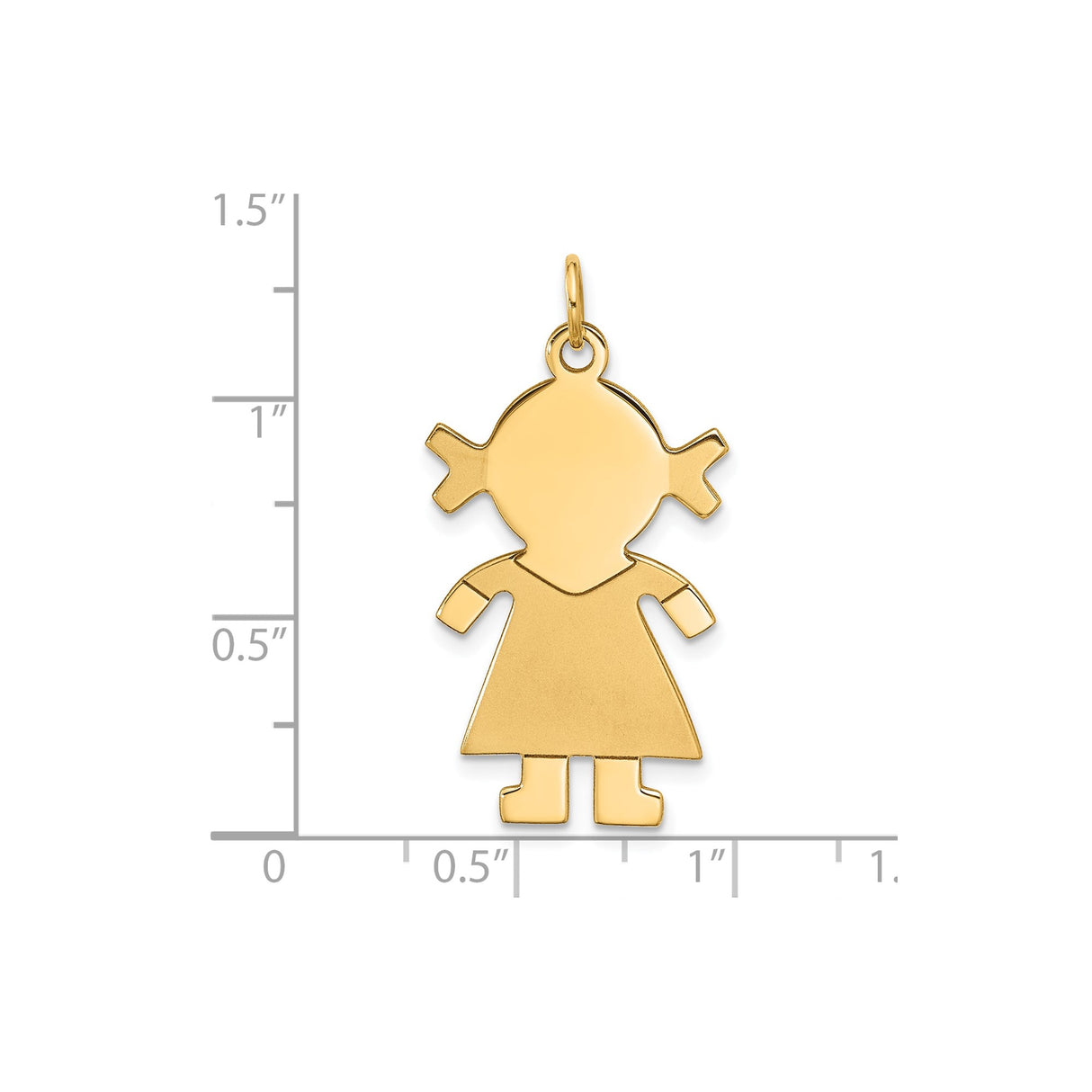 14k Yellow Gold Girl Shaped Pendant, Stylized Family Silhouette Charm for Women and Mothers