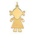 14k Yellow Gold Girl Shaped Pendant, Stylized Family Silhouette Charm for Women and Mothers