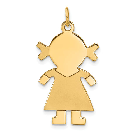 14k Yellow Gold Girl Shaped Pendant, Stylized Family Silhouette Charm for Women and Mothers