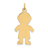 14k Yellow Gold Boy Silhouette Pendant, Minimalist Family Keepsake Charm for Mom or Grandma