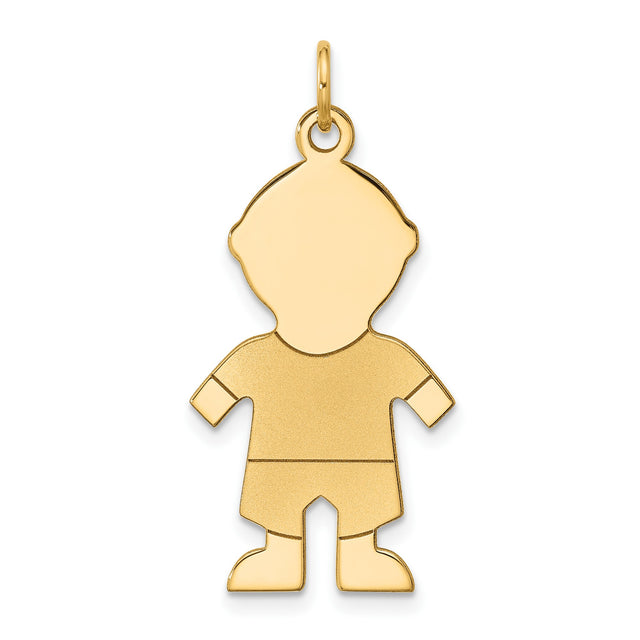 14k Yellow Gold Boy Silhouette Pendant, Minimalist Family Keepsake Charm for Mom or Grandma