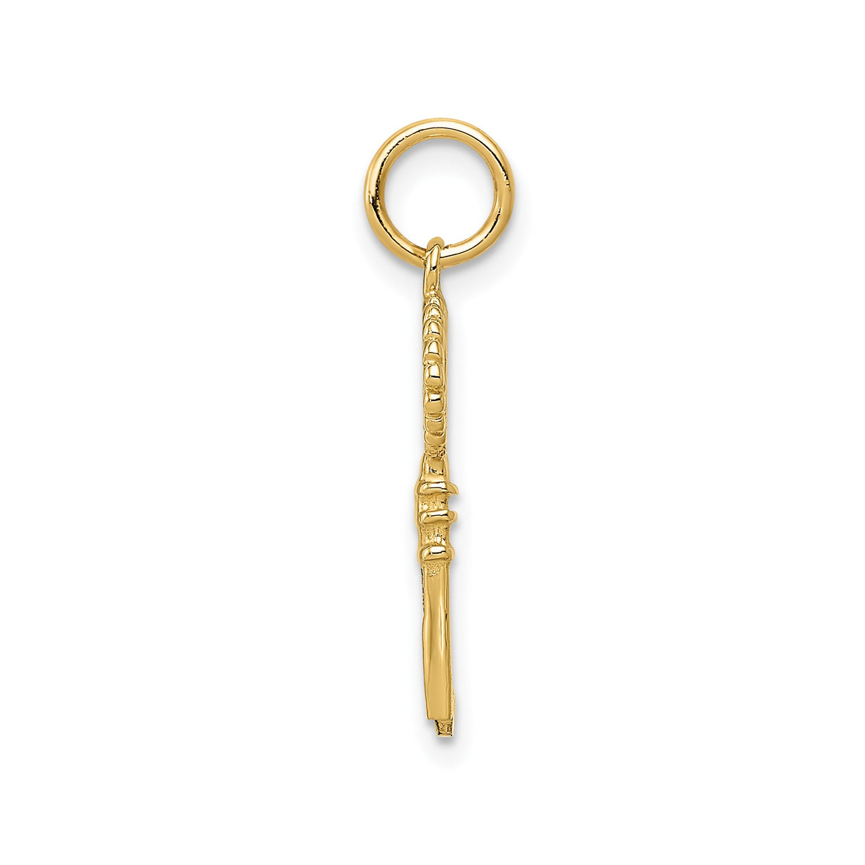 14k Yellow Gold Key Pendant, Vintage Skeleton Key Charm, Dainty Symbolic Jewelry for Women