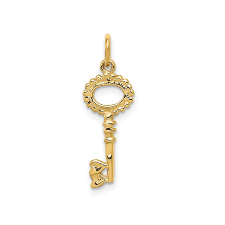 14k Yellow Gold Key Pendant, Vintage Skeleton Key Charm, Dainty Symbolic Jewelry for Women
