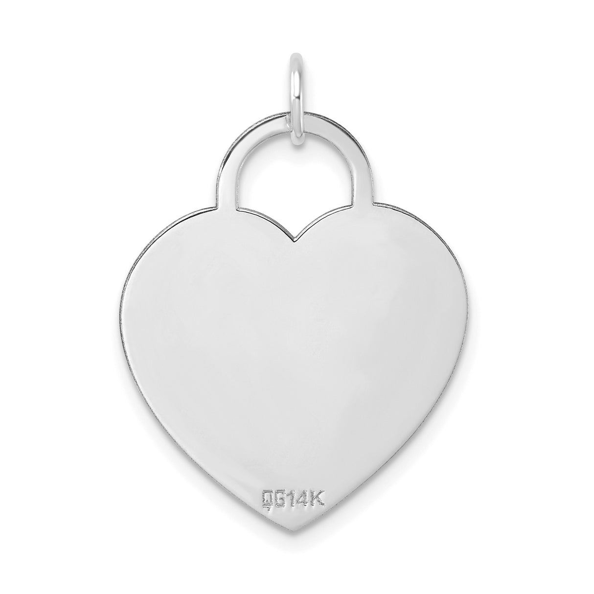 14k White Gold Heart Lock Pendant, Polished Padlock Charm with Minimalist Design