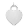 14k White Gold Heart Lock Pendant, Polished Padlock Charm with Minimalist Design