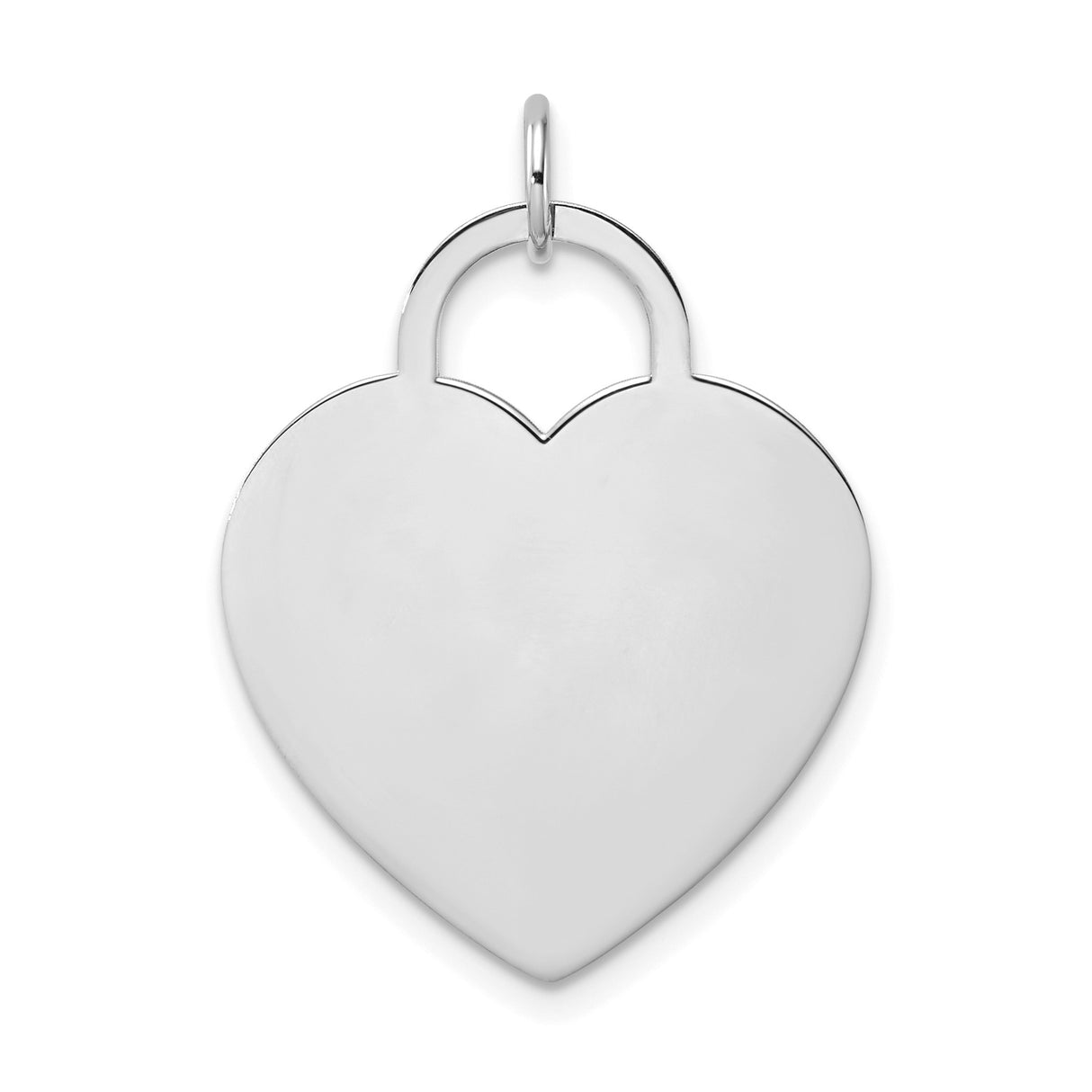 14k White Gold Heart Lock Pendant, Polished Padlock Charm with Minimalist Design