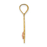14k Two-Tone Gold Heart Pendant with MOM Cutout, Rose Accent, Filigree Design