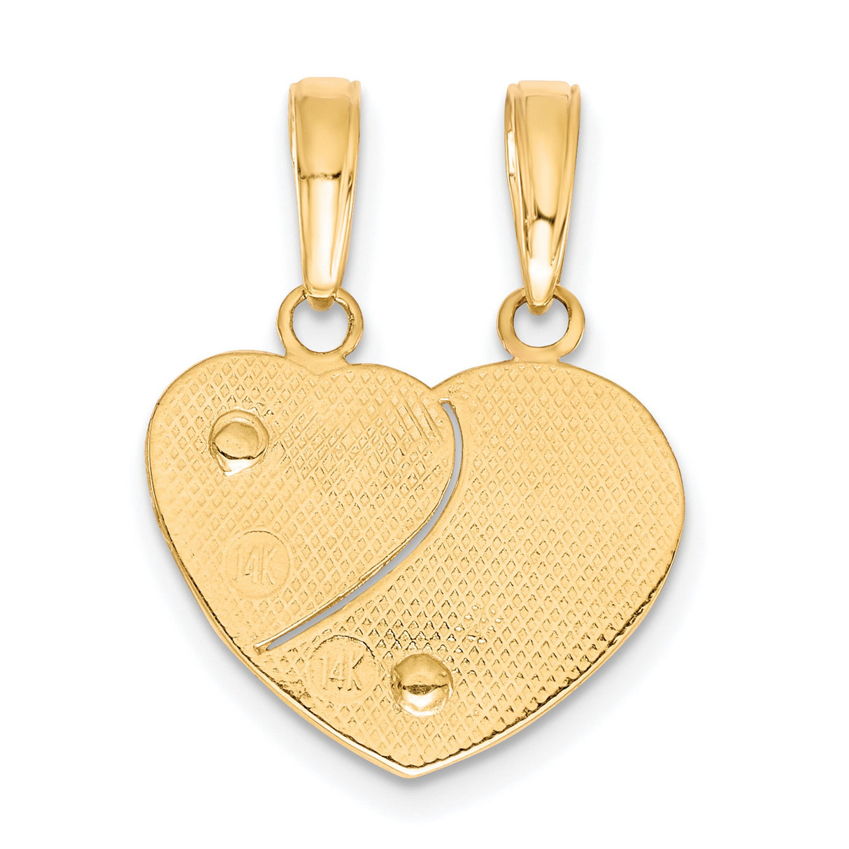 Mom Me Words Break-Apart Heart And Flowers Charm Pendant in Real 14k Multi-Tone Gold