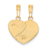 Mom Me Words Break-Apart Heart And Flowers Charm Pendant in Real 14k Multi-Tone Gold