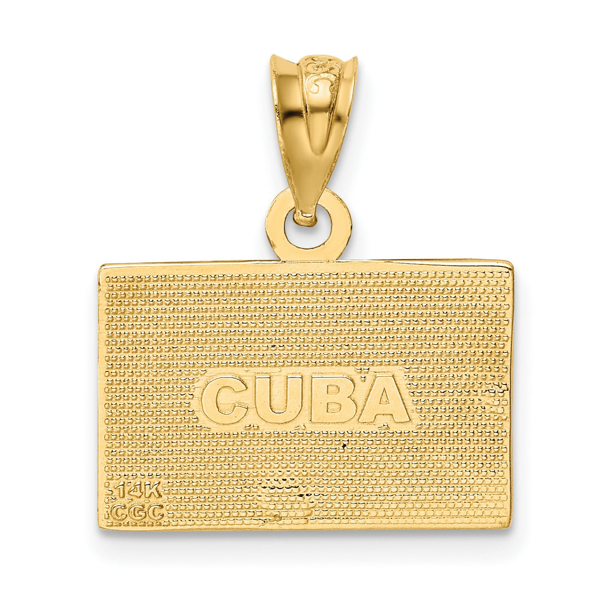 14k Yellow Gold Cuban Flag Pendant with Red White Blue Enamel and White Star Symbol