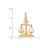 14k Yellow Gold Scales of Justice Pendant, Balance Scale Charm, Legal Ethics Symbol