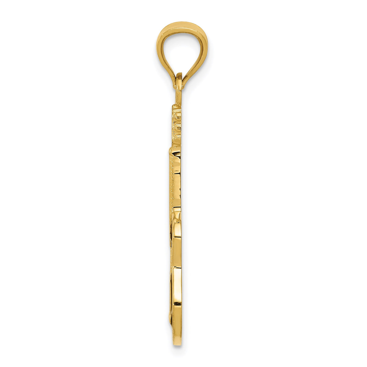 14k Yellow Gold Guitar Pendant with Brown Enamel, Acoustic Music Charm for Musicians