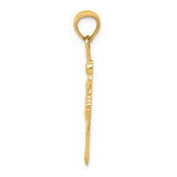 14k Yellow Gold Ballerina Pendant with Pink Enamel, Graceful Ballet Dance Charm