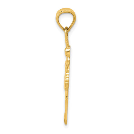 14k Yellow Gold Ballerina Pendant with Pink Enamel, Graceful Ballet Dance Charm