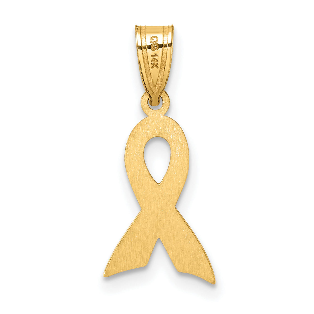 14k Yellow Gold Awareness Ribbon Pendant with Yellow Enamel, Support and Remembrance Jewelry