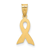 14k Yellow Gold Awareness Ribbon Pendant with Yellow Enamel, Support and Remembrance Jewelry