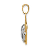 14k Multi-Tone Gold Flip Flop Pendant Charm with Textured Detail and Rhodium Straps for Women