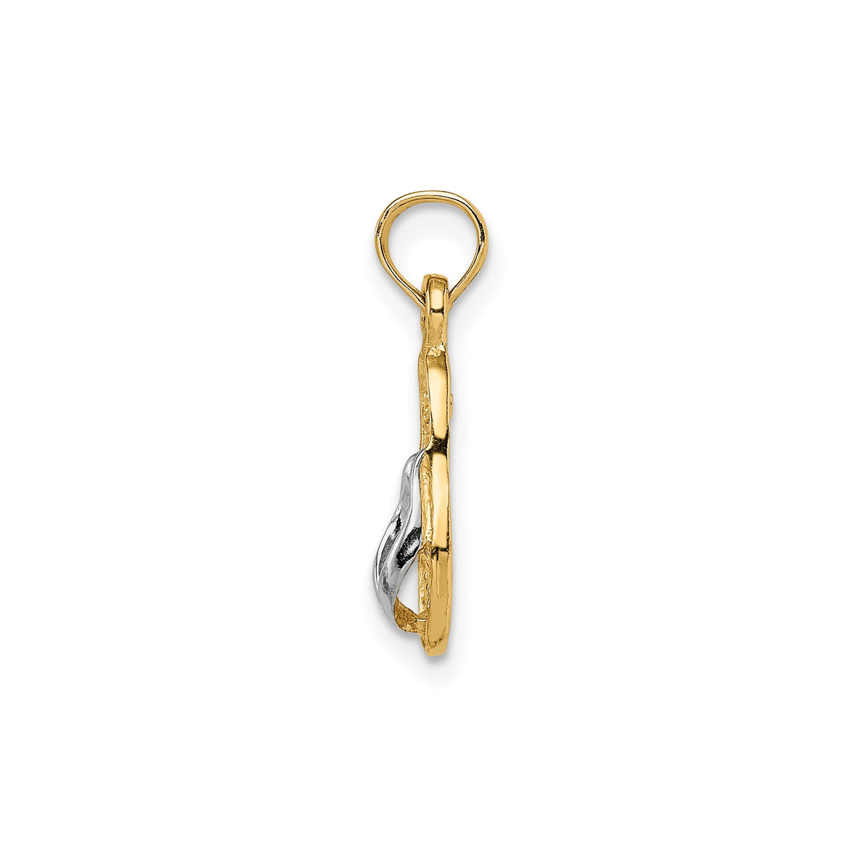 14k Yellow Gold and Rhodium Flip Flop Pendant, Two-Tone Textured Sandal Charm