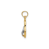 14k Yellow Gold and Rhodium Flip Flop Pendant, Two-Tone Textured Sandal Charm
