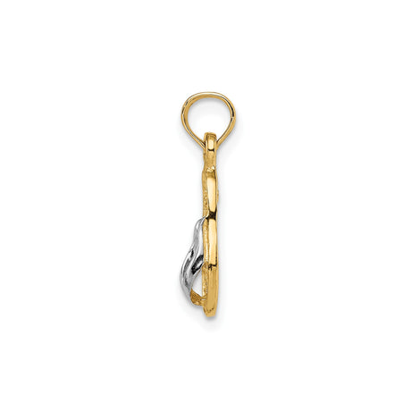 14k Yellow Gold and Rhodium Flip Flop Pendant, Two-Tone Textured Sandal Charm