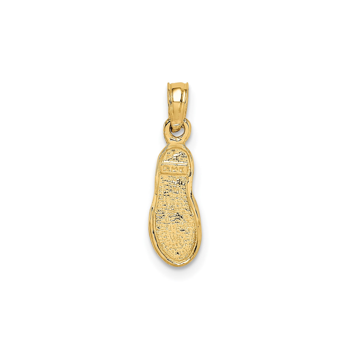 14k Yellow Gold and Rhodium Flip Flop Pendant, Two-Tone Textured Sandal Charm