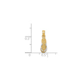 14k Yellow Gold and Rhodium Flip Flop Pendant, Two-Tone Textured Sandal Charm