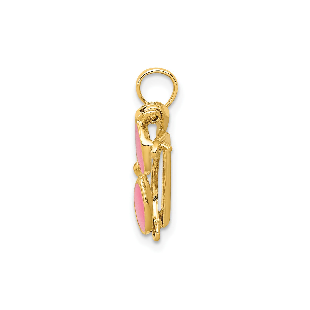 14k Yellow Gold Sunglasses Pendant with Pink Enamel Lenses, Movable Charm, Summer Style Accessory