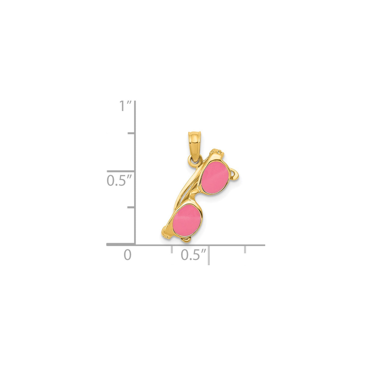 14k Yellow Gold Sunglasses Pendant with Pink Enamel Lenses, Movable Charm, Summer Style Accessory
