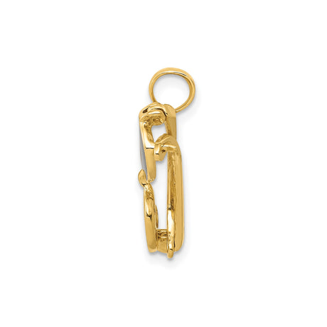14k Yellow Gold Pendant with Black Enamel Sunglasses Charm, Hip Hop Style Unisex Accessory