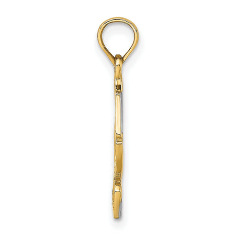 14k Multi-Tone Gold Pelican Pendant, Coastal Bird on Post, Nautical Jewelry for Men and Women