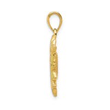 14k Yellow Gold Sunflower Pendant with Enamel Petals and Textured Center, Nature-Inspired Charm
