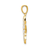14k Yellow Gold Pendant with White Enamel Daisy Flower Design, Nature-Inspired Charm for Women