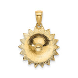 14k Yellow Gold Pendant with White Enamel Daisy Flower Design, Nature-Inspired Charm for Women