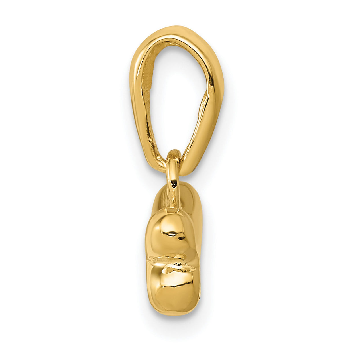 14k Yellow Gold Bone Shaped Pendant, Polished Dog Symbol Charm, Minimalist Pet Jewelry