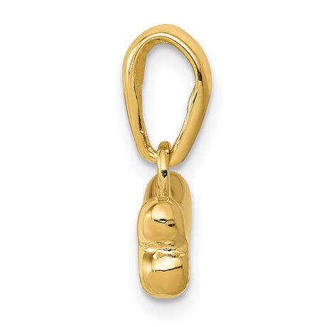 14k Yellow Gold Bone Shaped Pendant, Polished Dog Symbol Charm, Minimalist Pet Jewelry