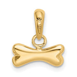 14k Yellow Gold Bone Shaped Pendant, Polished Dog Symbol Charm, Minimalist Pet Jewelry