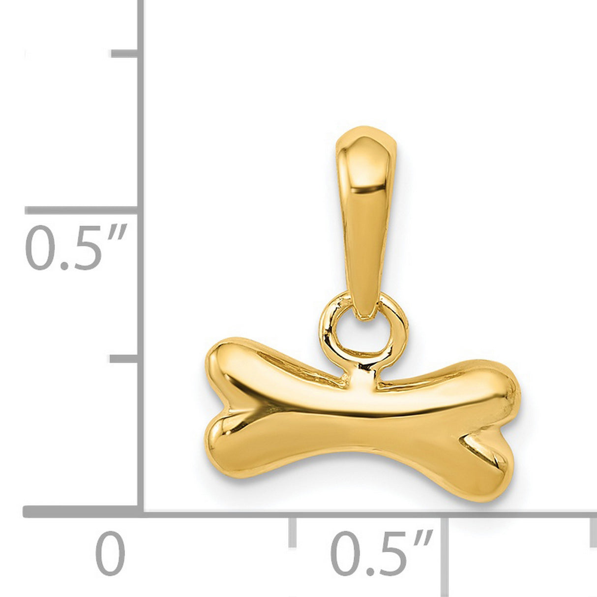 14k Yellow Gold Bone Shaped Pendant, Polished Dog Symbol Charm, Minimalist Pet Jewelry
