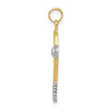 14k Multi-Tone Gold Tennis Racquet Pendant with Ball Charm, Sports Theme Jewelry