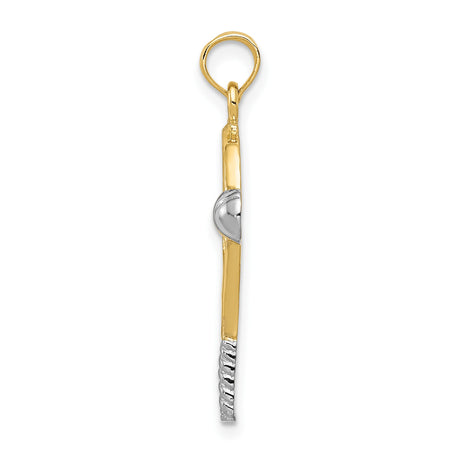 14k Multi-Tone Gold Tennis Racquet Pendant with Ball Charm, Sports Theme Jewelry