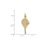 14k Multi-Tone Gold Tennis Racquet Pendant with Ball Charm, Sports Theme Jewelry
