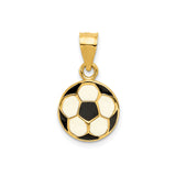 14k Yellow Gold Soccer Ball Pendant with Black and White Enamel, Unisex Sports Charm