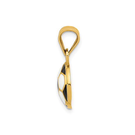 14k Yellow Gold Soccer Ball Pendant with Black and White Enamel, Unisex Sports Charm