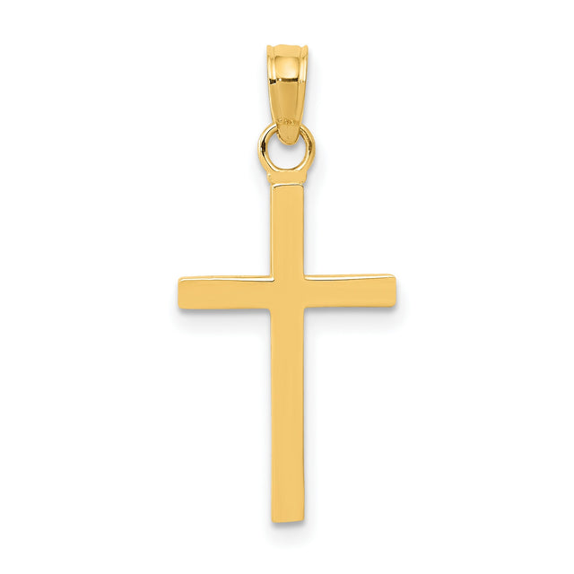 Latin Cross Charm Pendant in Real 14k Yellow Gold