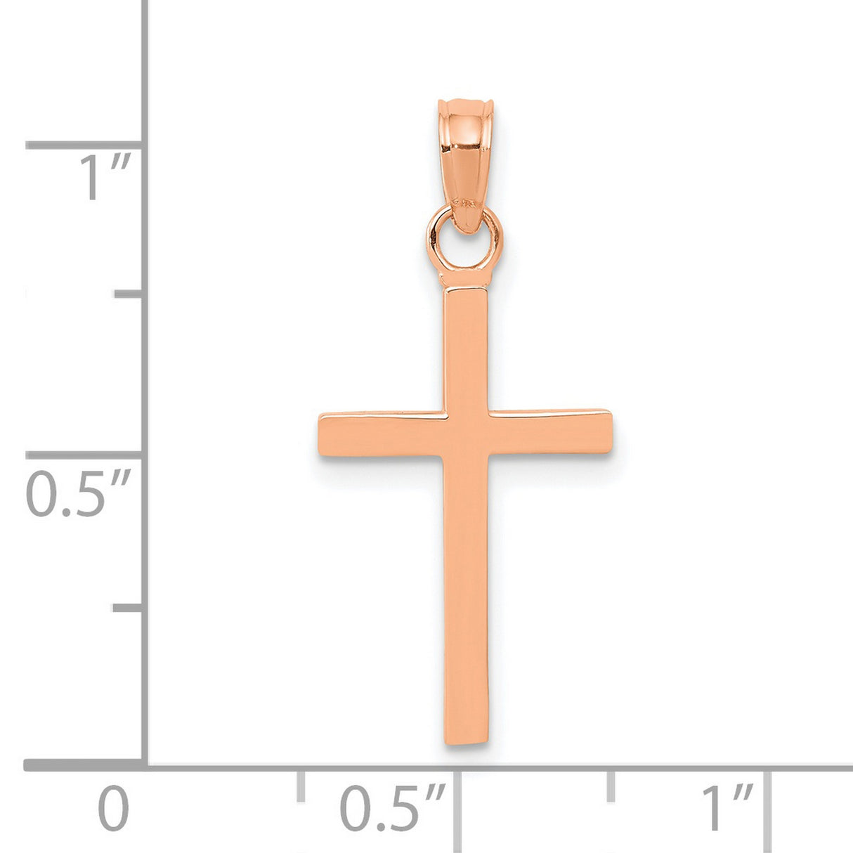Polished Cross Charm Pendant in Real 14k Rose Gold